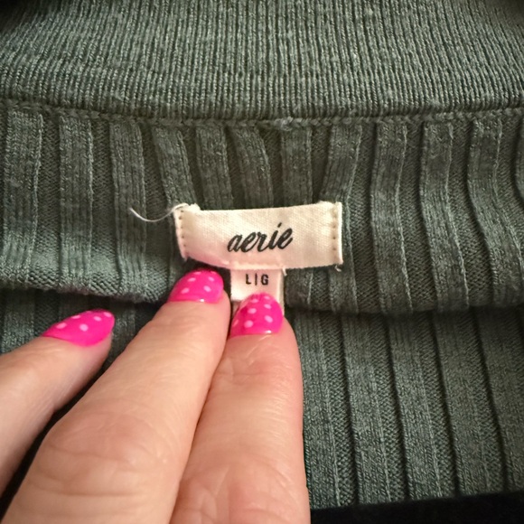Aerie Ribbed Knit Sweater in Forest Green - Picture 3 of 3